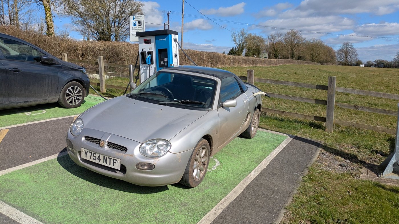 MG F electric conversion at charging point